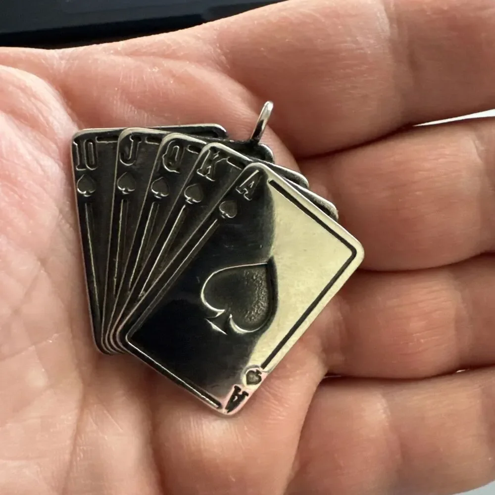 Deck Of Cards Stainless Steel Pendant 24” Chain Poker Blackjack Casino Gambling
